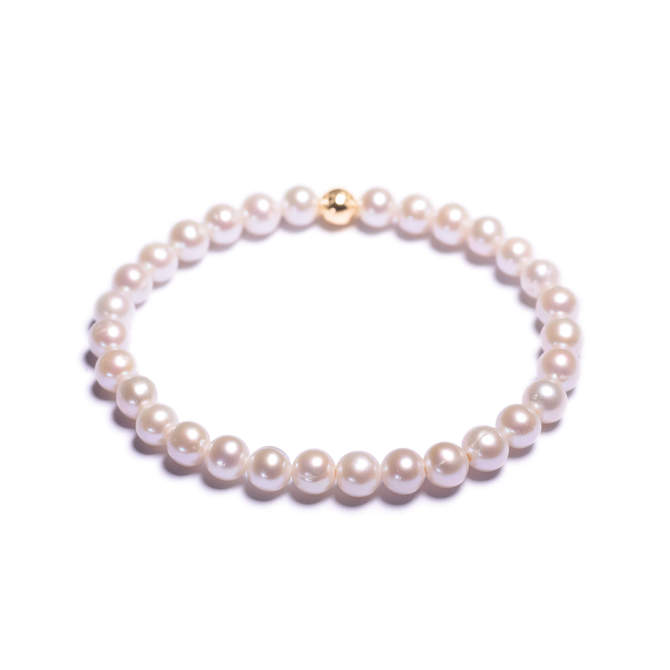 Dámský perlový náramek - béžové sladkovodní perly A+